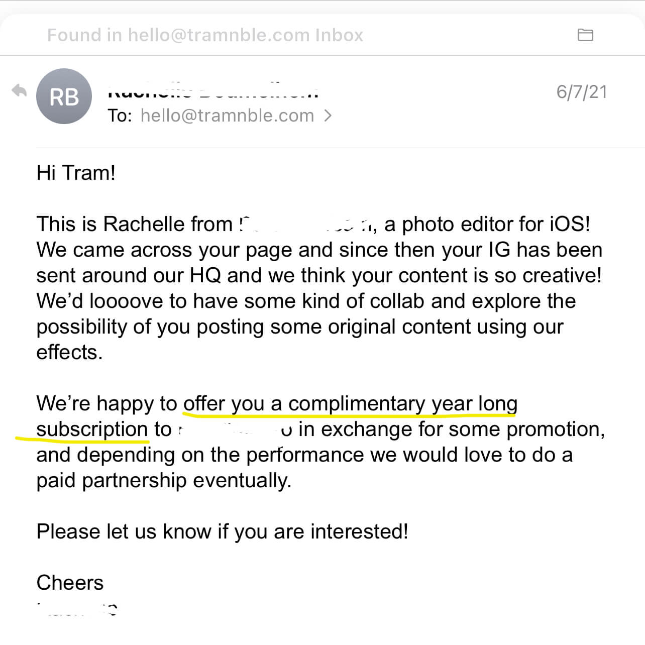 partnership email request