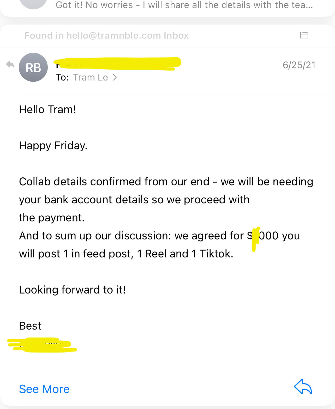 partnership email payment